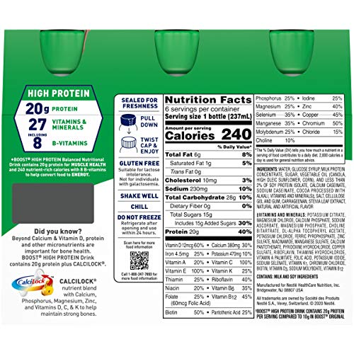 Boost High Protein Chocolate Drink, 8 Fl Oz Pack Of 6