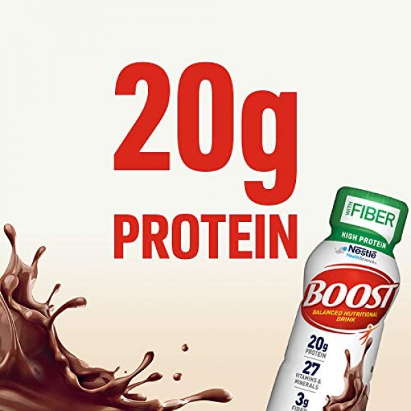 BOOST High Protein with Fiber Complete Nutritional Drink, Rich C...