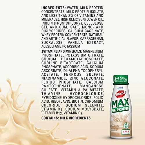 Boost Max Protein Drink, Very Vanilla, 11 Fl Oz Bottle, 12 Pack