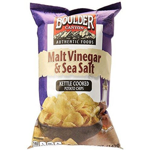 Boulder Canyon Kettle Cooked Potato Chips, Malt Vinegar And Sea