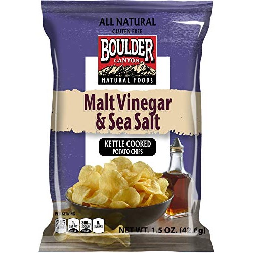 Boulder Canyon, Malt &Amp; Vinegar Kettle Cooked Potato Chips, 1.5 O