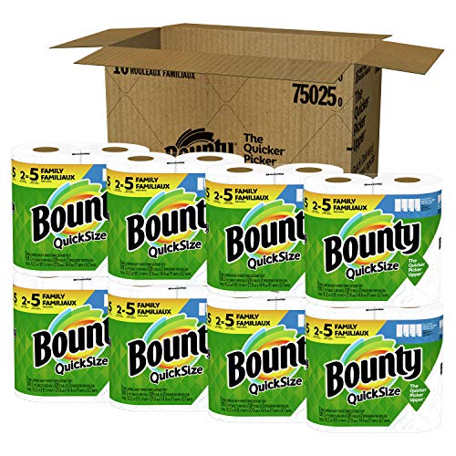 Bounty Quick-Size Paper Towels, White, 16 Family Rolls = 40 Regu