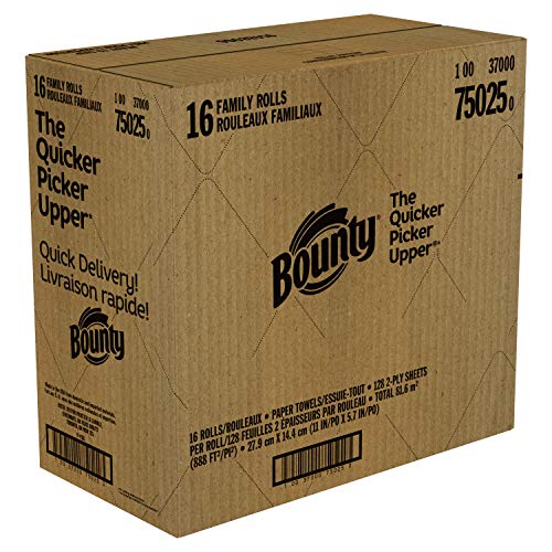 Bounty Quick-Size Paper Towels, White, 16 Family Rolls = 40 Regu
