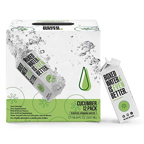 Boxed Water Cucumber Flavored Water, 16.9 oz 12 Pack –Purified...