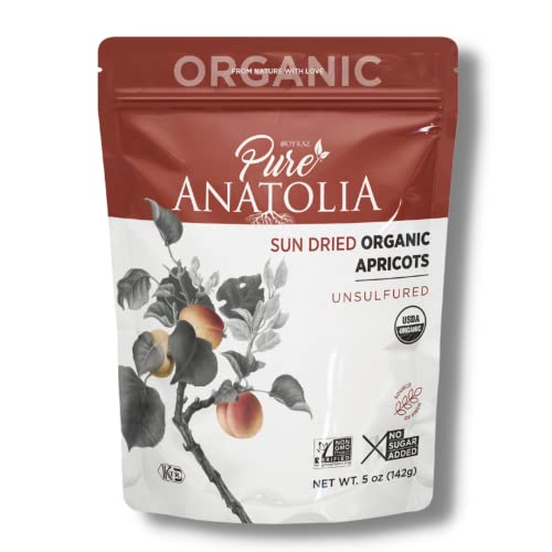 Organic Sun Dried Apricots by Pure Anatolia 6 Packs of 5 Ounce
