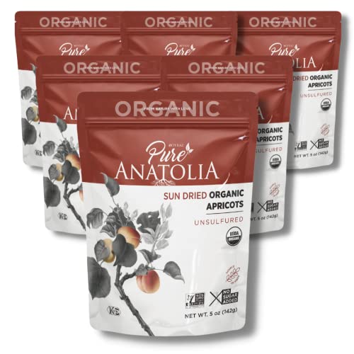 Organic Sun Dried Apricots by Pure Anatolia 6 Packs of 5 Ounce