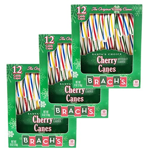 Brachs Cherry Candy Canes 6 Oz. 12 Ct For Christmas - Assortmen