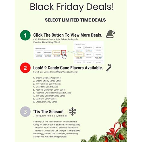 Brachs Original Hard Cherry Candy Canes 6 Oz. 12 Ct For Christm