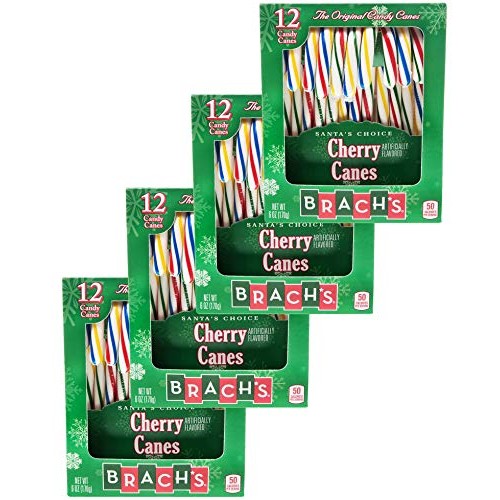 Brachs Original Hard Cherry Candy Canes 6 Oz. 12 Ct For Christm
