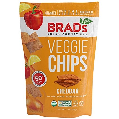 Brads Plant Based Organic Veggie Chips, Cheddar, 3 Count