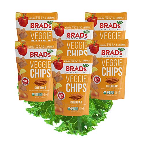 Brads Plant Based Organic Veggie Chips, Cheddar, 6 Bags, 18 Ser