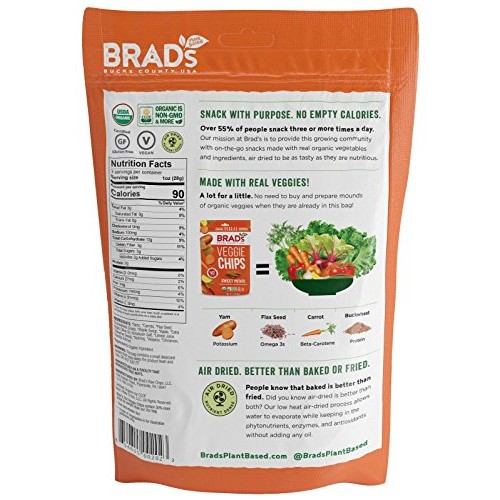 Brads Plant Based Organic Veggie Chips, Sweet Potato, 3 Count