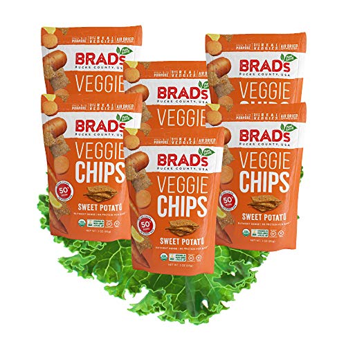 Brads Plant Based Organic Veggie Chips, Sweet Potato, 6 Bags, 1