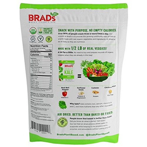 Brads Plant Based Organic Veggie Chips, Kale, 6 Count