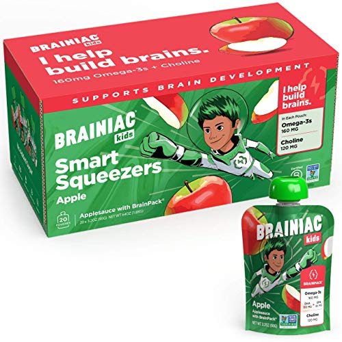 Brainiac Kids Applesauce Pouches, Apple, 20 Count, 3.2 Oz. – Uns