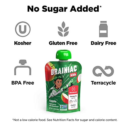 Brainiac Kids Applesauce Pouches, Apple, 20 Count, 3.2 Oz. – Uns