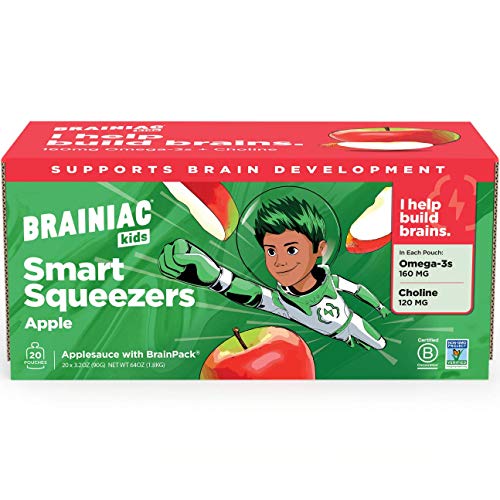 Brainiac Kids Applesauce Pouches, Apple, 20 Count, 3.2 Oz. – Uns