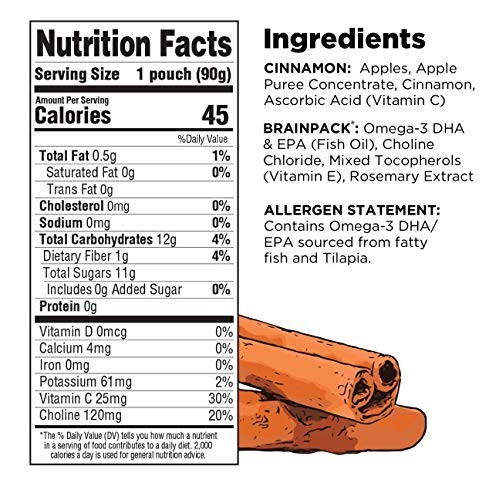 Brainiac Kids Applesauce Pouches, Apple Cinnamon, 20 Count, 3.2
