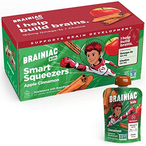 Brainiac Kids Applesauce Pouches, Apple Cinnamon, 20 Count, 3.2