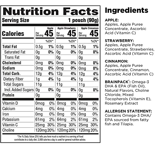 Brainiac Kids Omega-3 Applesauce Pouches, Variety Pack, 3.2 Oz