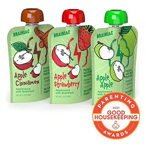 Brainiac Kids Omega-3 Applesauce Pouches, Variety Pack, 3.2 Oz