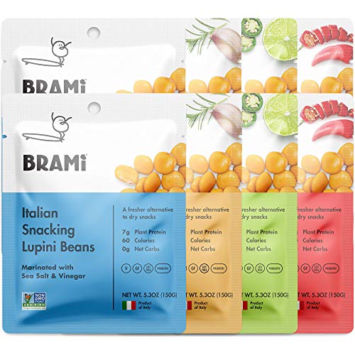 Brami Lupini Beans Snack, Variety Pack | 7G Plant Protein, 0G Ne
