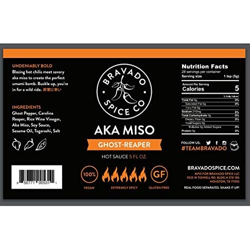 Bravado Spice, Hot Sauce Aka Miso Ghost Reaper, 5 Fl Oz