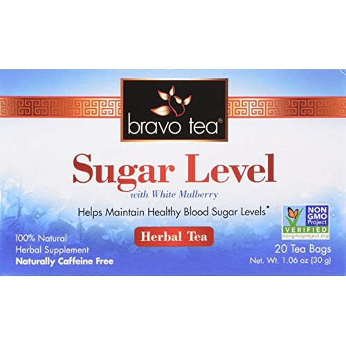 Bravo Tea, Sugar Level Blood Sugar Herbal Tea, Caffeine Free,