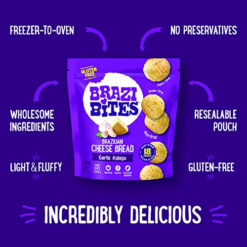 Brazi Bites Gluten-Free Brazilian Cheese Bread: Garlic Asiago | 
