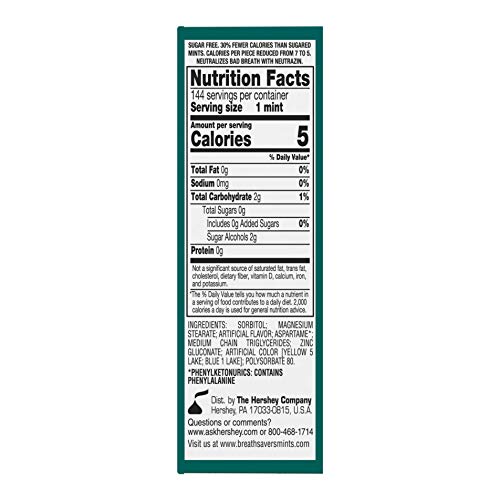 Breath Savers Sugar Free Mints, Wintergreen, 0.75 Ounce Roll Pa