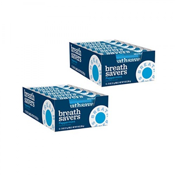 BREATH SAVERS Sugar Free Mints, Peppermint, 0.75 Ounce Roll Pac...