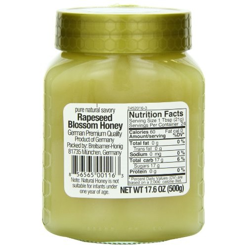 Breitsamer, Creamy Rapsflower Blossom Honey Jar, 17.6 Oz