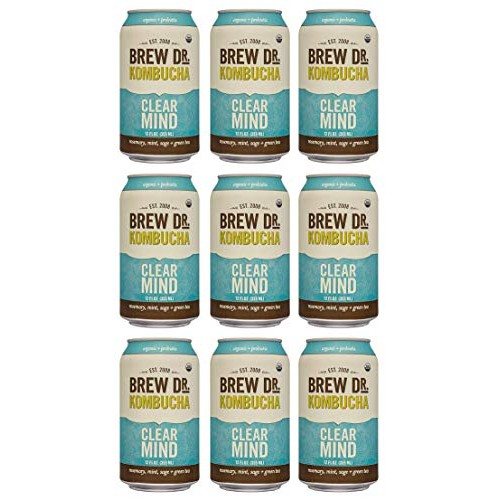 Brew Dr Clear Mind Raw Organic Kombucha, 12 Fl Oz Cans 9 Pack