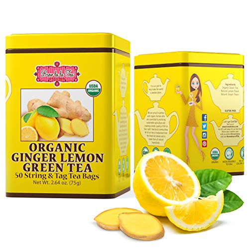 Brew La La Organic Ginger Lemon Green Tea, 50 Bags