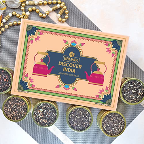 Brewix, Discover India Assorted Chai Tea Gift Set | Ginger Tea,