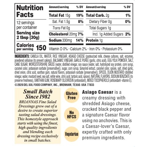 BRIANNAS Asiago Caesar Salad Dressing | Gluten Free, Nut Free, V...