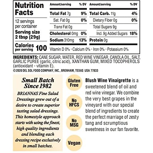 BRIANNAS Home Style Blush Wine Vinaigrette Salad Dressing | Glut...