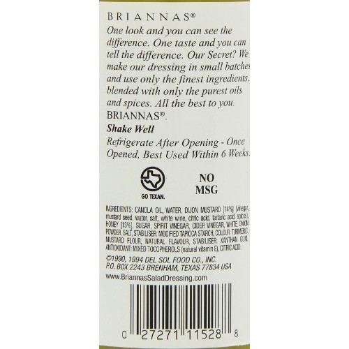 Briannas Honey Mustard Dijon Dressing, 12-Ounce Bottles Pack O