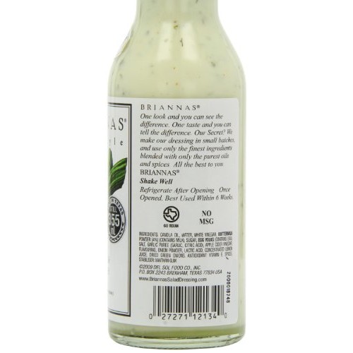 Briannas Ranch Salad Dressing, Classic Buttermilk, 12 Ounce
