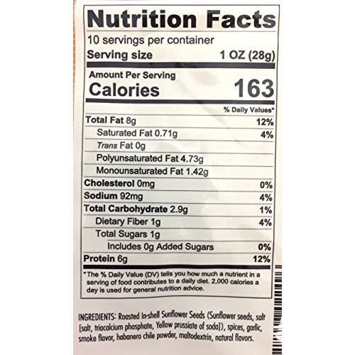 Smoked Habanero Flavored Sunflower Seeds - Seasoned And Roasted