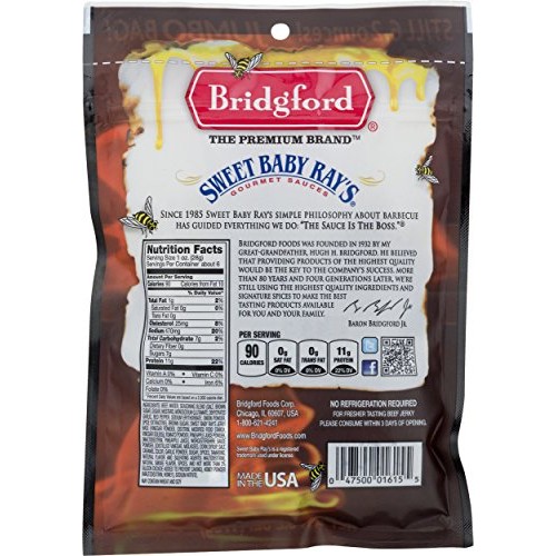 Bridgford Sweet Baby Rays High Protein Beef Jerky, Low Carb Sna