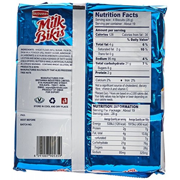 Britannia Milk Bikis Biscuits Value Pack 6X90 Grams