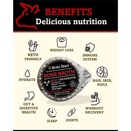 Brite Start Bone Broth - Beef + Mushrooms - Porcini, Shitake, Li
