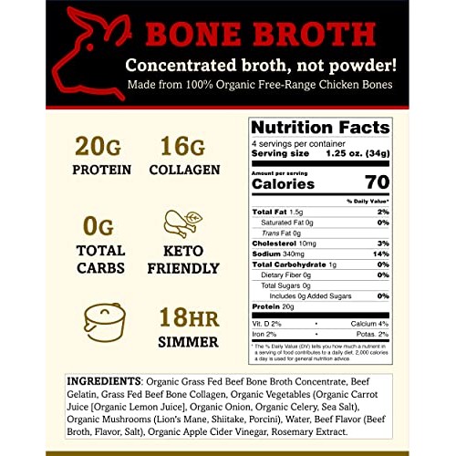Brite Start Bone Broth - Beef + Mushrooms - Porcini, Shitake, Li