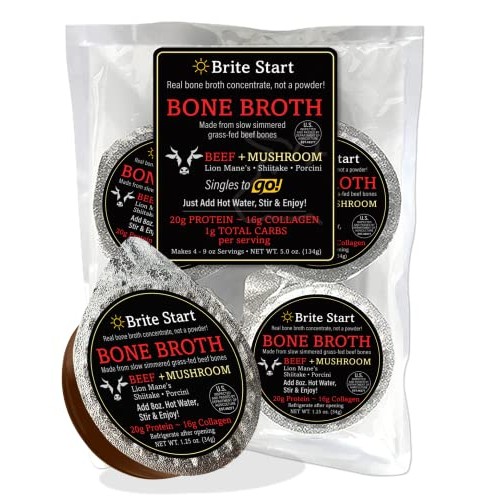 Brite Start Bone Broth - Beef + Mushrooms - Porcini, Shitake, Li