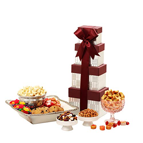 Broadway Basketeers Birthday Celebration Gift Tower With A Gourm