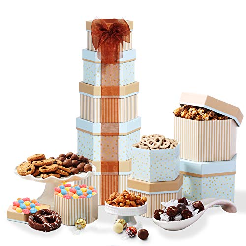 Broadway Basketeers Celebration Gift Tower With Sweets &Amp; Nuts