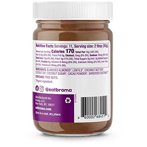 Broma Dark Chocolate Coconut Spread One 12 Oz Jar | Gluten Fre