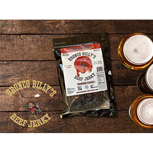 Bronco Billys Beef Jerky Bourbon Soaked One Pound Resealable Bag
