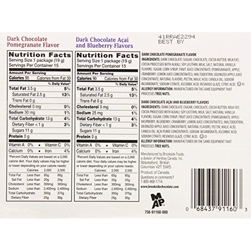 Brookside Dark Chocolate Candy Two Flavor Snack Pack, Pomegranat